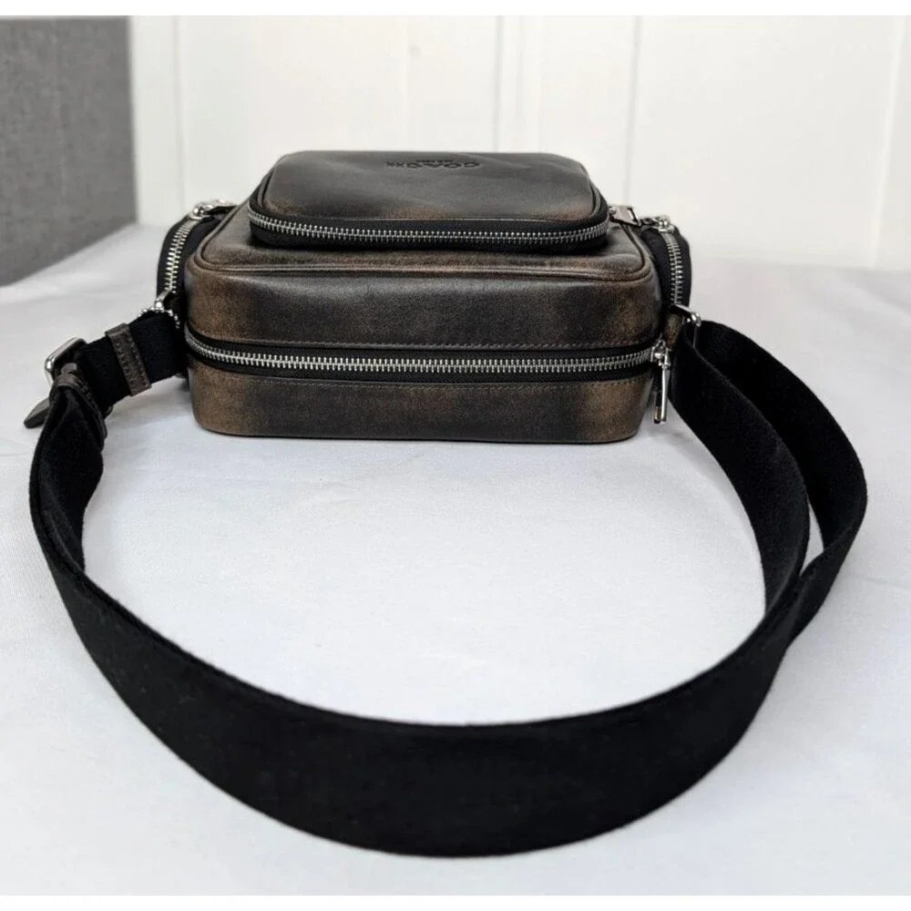 Coach Fletcher Unisex Crossbody -  Loved Leather Black/Tan, NWT